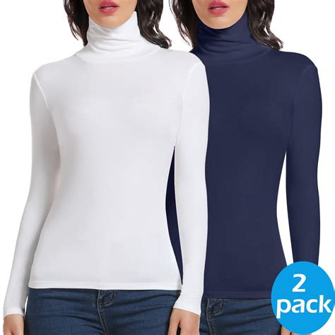 Manifique Womens Long Sleeve Turtleneck Lightweight Slim Active Shirts