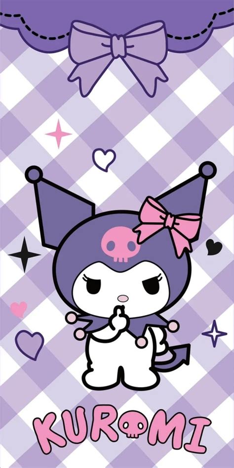 An Animal With A Pink Bow On Its Head And The Words Kuromi Written