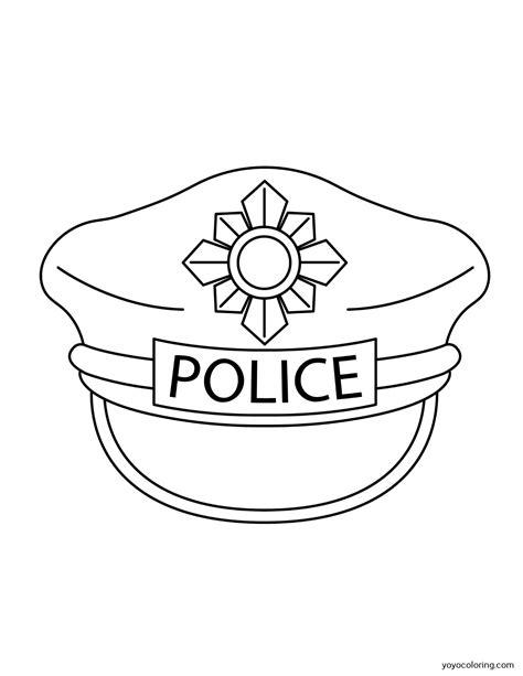 Police Hat Coloring Pages ᗎ Printable Painting Template