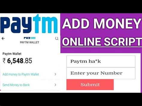 Paytm Add Money Online Script Instant Money Credit 100 Working Trick