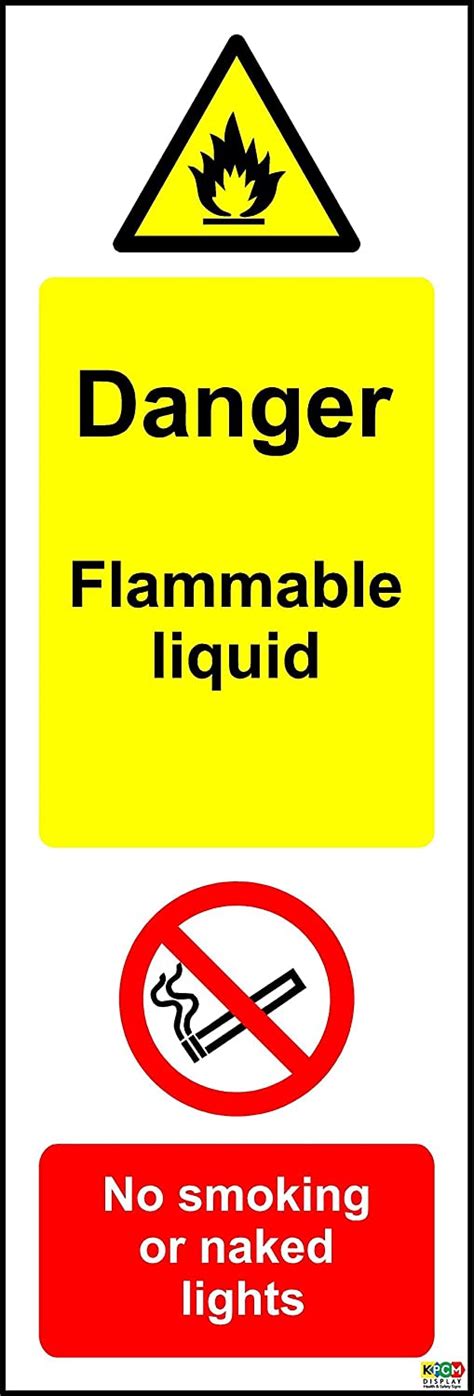 Warning Flammable Liquid No Smoking Or Naked Lights Sign Self