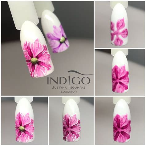 Nail Art Tutorial Step By Step Flowers Gel Polish Indigo Nail Art Diy Nail Art Tutorial Gel