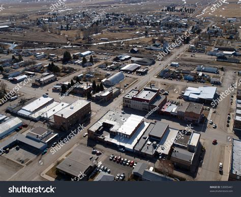Aerial Of A Small Farm Town In The Midwestern United States Stock Photo