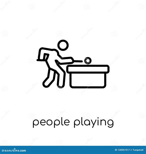 People Playing Billiard Icon Icon Trendy Modern Flat Linear Vec Stock