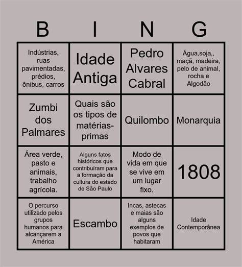 Bingo De Hist Ria Bingo Card