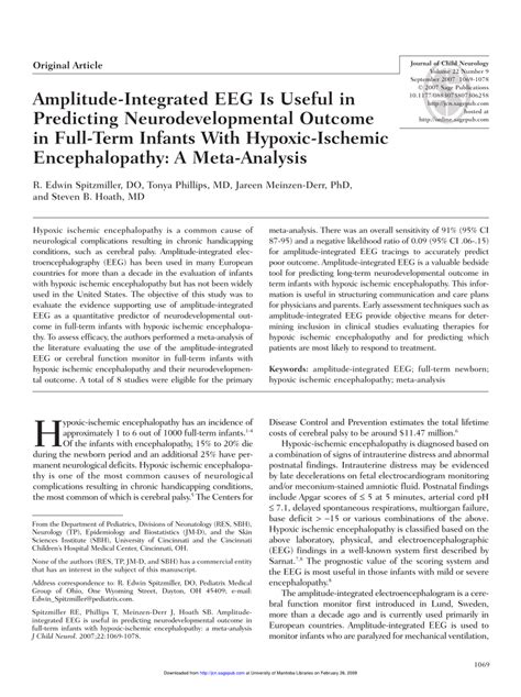 Pdf Amplitude Integrated Eeg Is Useful In Predicting Neurodevelopmental Outcome In Full Term