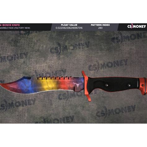 STEAM CSGO Bowie Knife Marble Fade Factory New Red Tip Video Gaming