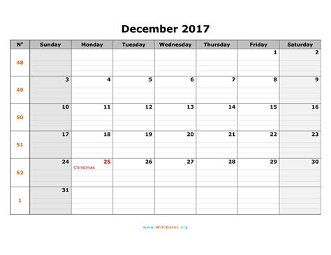 December 2017 Calendar