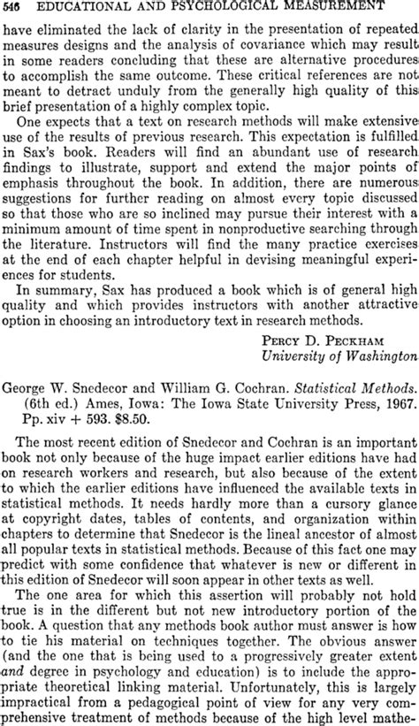 Book Reviews George W Snedecor And William G Cochran Statistical