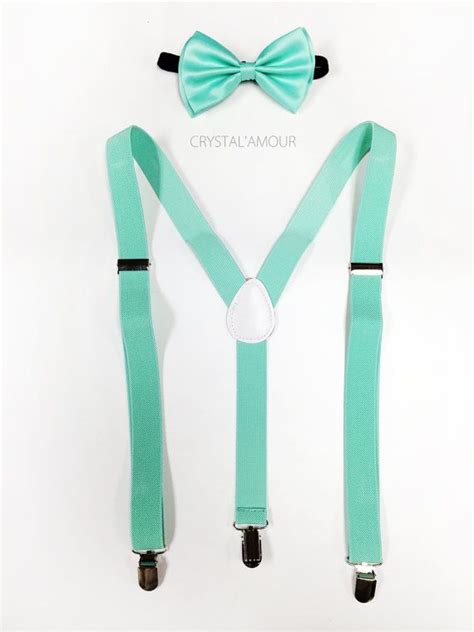 Mint Green Bow Tie And Suspenders Mint Blue Suspenders Set Etsy