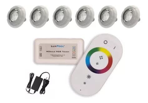 Kit Led Piscina Controle Touch 6 Leds Rgb Fonte 12v