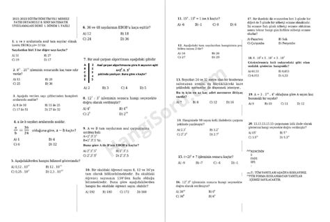 8 Sınıf Matematik 1 Dönem 1 Yazılı Soruları 2022 2023