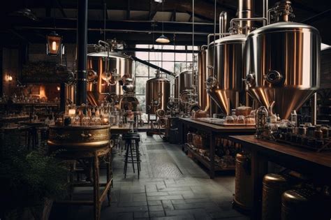 Premium Ai Image Brewery Modern Beer Plant With Brewering Kettles