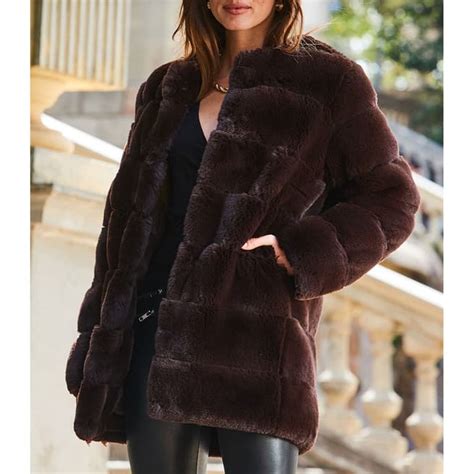 Dark Brown Faux Fur Coat Brandalley