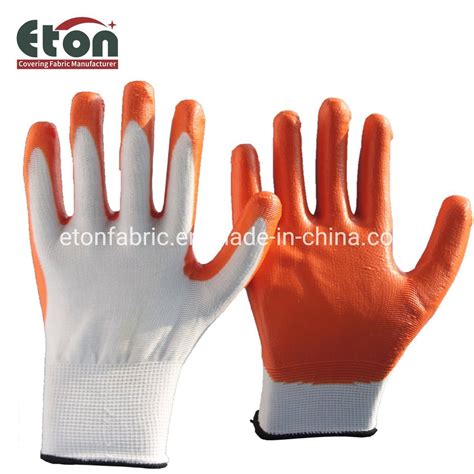 White Polyester Grey Nitrile Coated Gloves Nitrile Work Gloves China