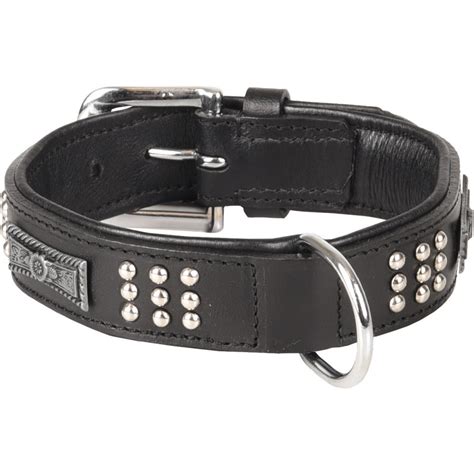 Collar De Cuero Sedona Negro Talla S M Cm Para Perro Fl