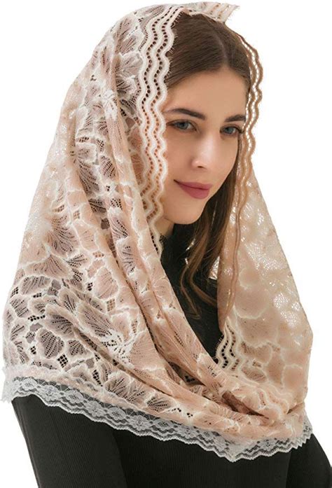 Pamor Infinity Floral Veils Scarf Chapel Veil Head Covering Wrap Style