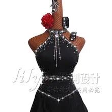 Competi O De Dan A Latina Adulta Saia De Strass Traje De Performance Personalizado Colarinho