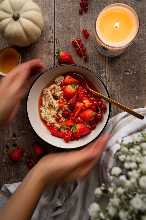 Porridge with fresh berries on Behance