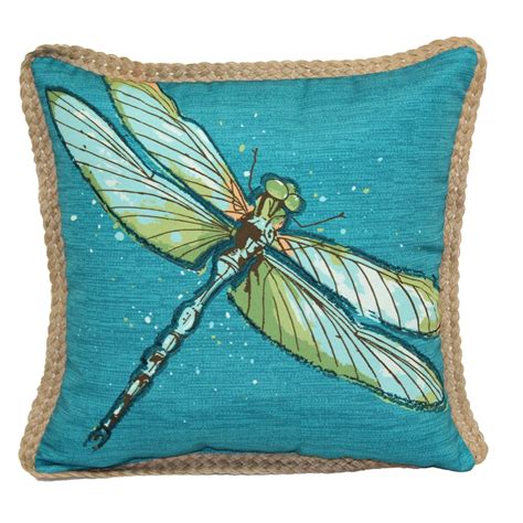 Allen Roth Dragonfly Teal Outdoor Decorative Pillow At Lowes