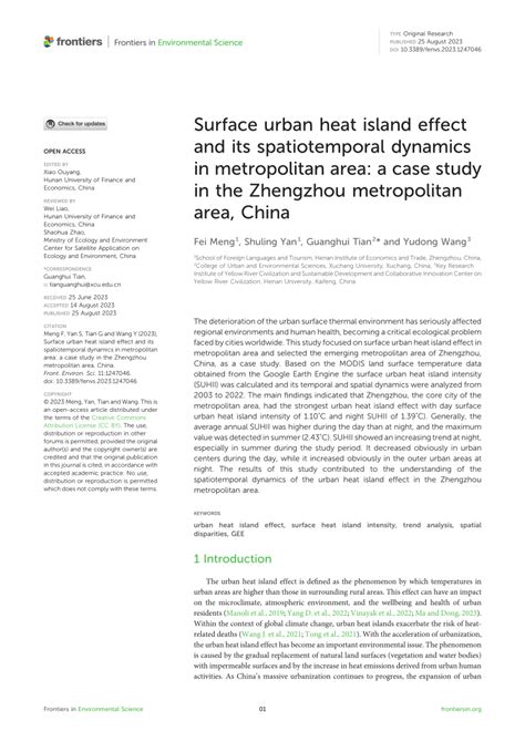 PDF Surface Urban Heat Island Effect And Its Spatiotemporal Dynamics