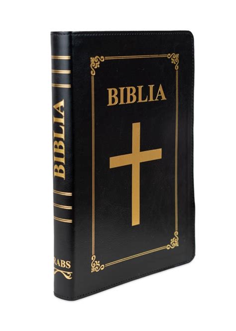 Biblia Economica Marime Mare Coperta Piele Neagra Simbol Cruce