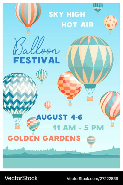 Hot Air Balloon Festival Poster Template Vector Image