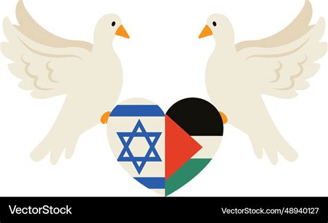 Israel And Palestine Flags With Doves Royalty Free Vector