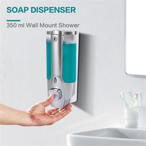 350ml Plastic Wall Mount Soap Dispenser Lotion Pump Shampoo Shower Gel