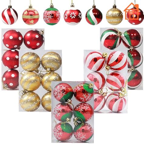 Bolas De Natal Decorações Árvores 6 Peças Glitter Brilhante Ornamentos