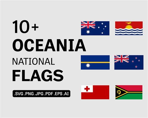 Oceania Country Flags Svg Bundle Set Country Nation National Flag