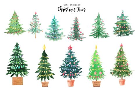 Watercolor Christmas Trees