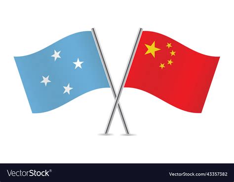 Micronesia And China Crossed Flags Royalty Free Vector Image