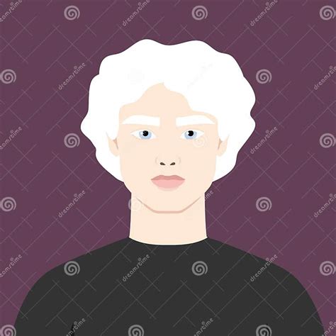 Albino Man with Curled Hair Portrait. Avatar of a Young Man with ...