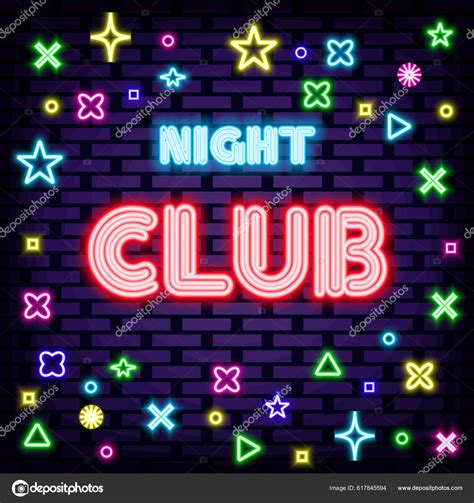 Night Club Neon Sign Vector Glowing Colorful Neon Light Neon Stock