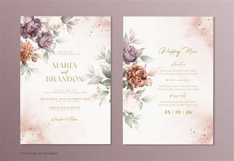 Premium Psd Beautiful Floral On Wedding Invitation Card Template