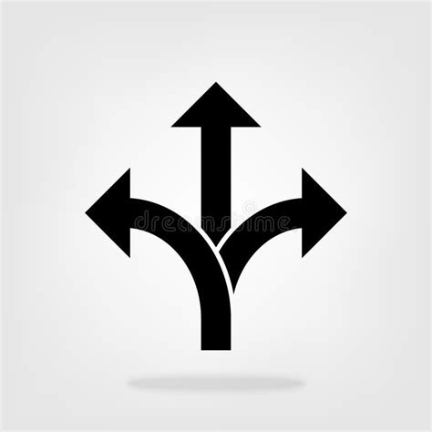 Three Way Direction Arrow Icon Vector Road Direction Sign For Graphic