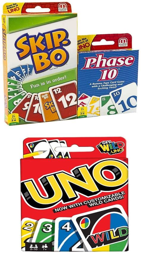 Mattel Uno Skip Bo And Phase Combo Card Game Pack Of Walmart