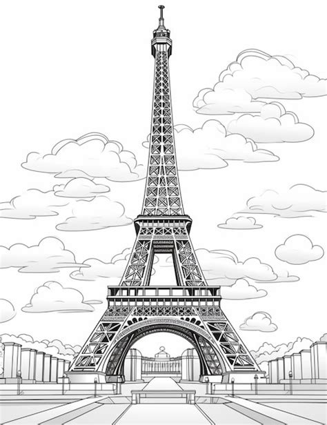 Premium Ai Image A Drawing Of The Eiffel Tower In Paris With A Sky Background Generative Ai