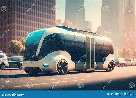 Autonomous Shuttle Bus Picking Up And Dropping Off Passengers At Their