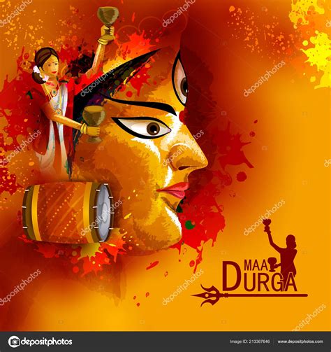 Happy Durga Puja India Festival Holiday Background — Stock Vector