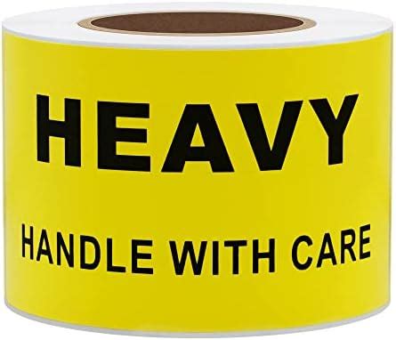 Amazon Caution Heavy Sticker 2x3 Inch 200pcs Yellow Heavy Lift