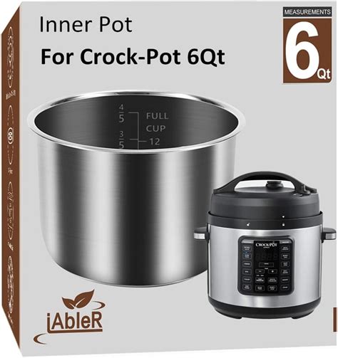 Original Inner Pot For Crock Pot 6 Quart Stainless Steel Replacement Pot For Crock Pot 6 Qt