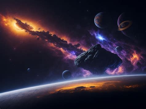 Premium AI Image | Watching to planets from space dark background cinematic light and the sun ...