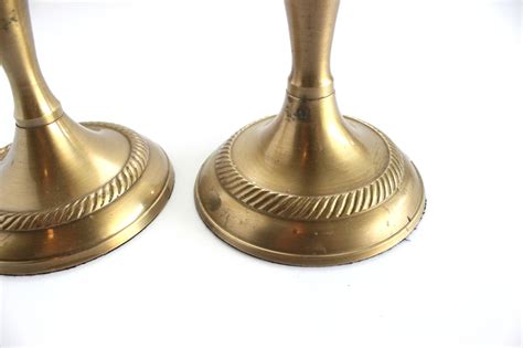 Brass Candlestick Holders Pait Of 2 Mid Century Modern Brass Candles Mendez Manor