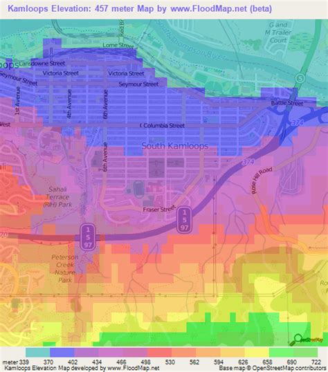 Elevation of Kamloops,Canada Elevation Map, Topography, Contour