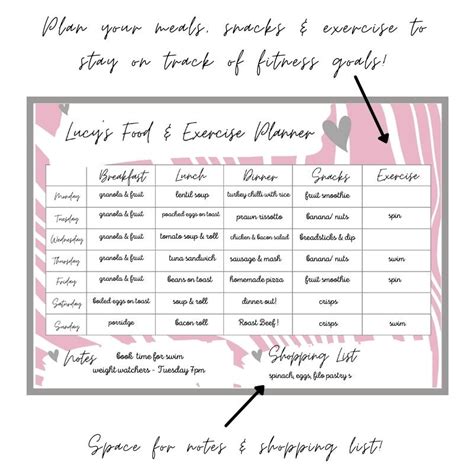 Weekly Meal And Exercise Planner Pink Geo Mummy Planner