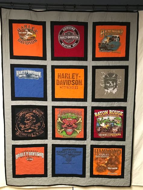 Harley Davidson T Shirt Quilt Quilted Not Tied Etsy Shirt Quilt