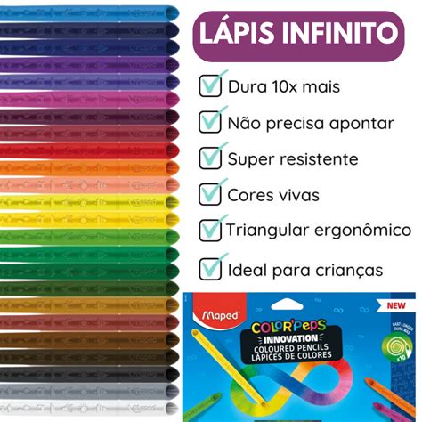 Lápis De Cor Infinito - Lápis de Cor Infinito Infinity Color'Peps | MAPED Dura Muito 12/24/36 ...
