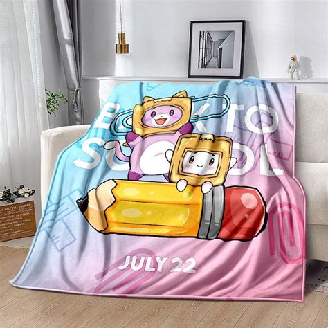 Lankybox Happy Foxy And Boxy Throw Blanket Lankybox Merch